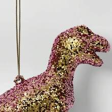 5" Christmas Plastic Chunky Glitter Pink Dinosaur Ornament - Wondershop ™ - 1 - 查看 4