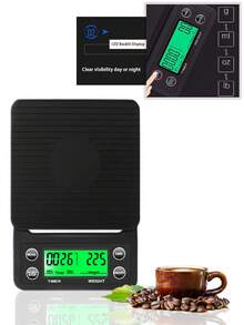 5kg/0.1g Precision Coffee Scale With Timer For Kitchen Scale Timer/Unit Conversion/Overload Alert Kitchen Use Precision Measurement Tool Small Mini Coffee Digital Scale (2xAAA Battery Not Included) - Black - View 3