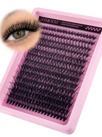 280PCS 50D Dramatic C-Curl 8-16MM Mix DIY Lash Extension Kit Set DIY Bottom Lashes Eyelashes Book Big Volume Soft Individual Cluster Lashes Create A Fluffy Natural Wispy Y2k Butterfly Elements Pink Base Card Look At Home Long Lasting DIY Lashes