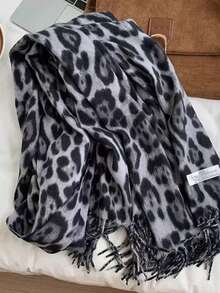 Boho 1pc Fashionable Leopard Print Batik-Style Soft Lightweight Women's Scarf Shawl, Suitable For Daily Commuting & Outdoor Wear