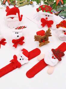 1/4/6/9/12PCS Red Slap Circle Bracelets Santa Elk Kids Gifts Christmas Ornaments 2025 Christmas Party Favor Xmas Gifts 2026 New Year Decor