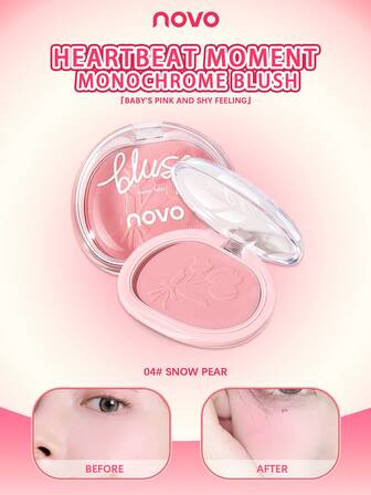 NOVO Highly Pigmented Matte Blush, Natural Puff Up Effect, Brightening, Enhances Complexion, Long-Lasting, Buildable Coverage For Effortless Makeup Looks, Suitable For Dates And Elegant Makeup