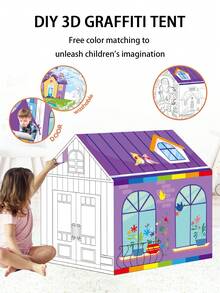 Kids DIY Graffiti Tent Building Game, Family Interactive, Suitable For 3+ Years Old, Christmas & Birthday Gift