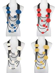 MARLIWOO 1pc Gothic Style Multi-Layer String Decor Bohemian Long Necklace For Women - Multicolor - View 9