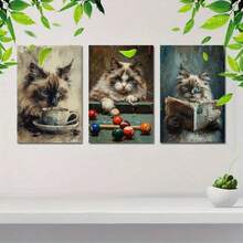 Unframed 3pcs Canvas Wall Art Ragdoll Cat Watercolor Art Posters For Kitchen Office Coffee Cafe Decor - 3PCS - View 1