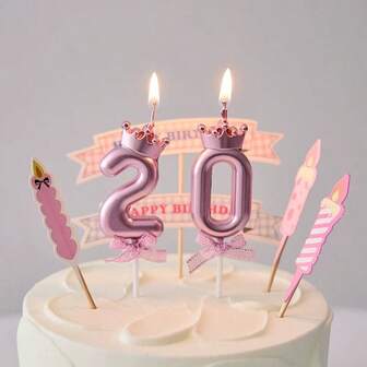 1pc Bowknot Number Birthday Candle, Ins Style Cake Topper Decoration For Adult Party Or Anniversary,