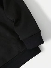 GRDR Men's Casual Street Hooded Sweatshirt, Solid Color With Thermal Lining, Loose Fit, Autumn/Winter - Hitam - View 8