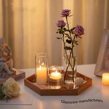 48-Pack Transparent Glass Round Candle Holders, Small Modern Tea Light Candle Stands For Floating Candles & Altar, Romantic Polished Finish, Suitable For Christmas, Halloween, Easter, Thanksgiving, Valentine's Day, Home & Kitchen Decor, Windproof Tabletop Candle Holders - Transparent - View 6