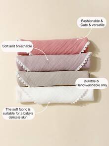 4pcs/Set Candy Color Cute & Soft Baby Bibs, Suitable For Boys And Girls Daily Use - Multicolor - View 2