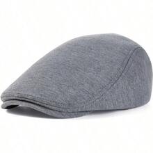 British Retro Men's Pure Cotton Flat Top Ivy Gatsby Newsboy Driver Cap - Màu xám đen - Xem 8