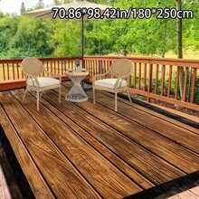 198.12x 299.72cm Large Area Rug - 800g Heavy Duty, Dotted Plastic Bottom, Wood Grain Pattern Indoor Outdoor Carpet, Suitable For Living Room, Terrace, Entrance, Machine Washable, Living Room Area Rug - 彩色 - 查看 2