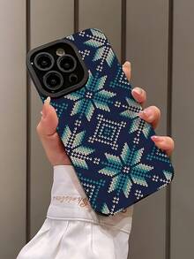 1 pieza Funda de teléfono de invierno de alta calidad con diseño de rayas y copos de nieve, hecha de piel sintética antiarañazos y antihuellas, a prueba de golpes, compatible con Apple y otros modelos, gran regalo para amigos, familia, parejas, cumpleaños, festividades