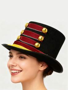 Adult Ringmaster Hat, Circus Costume Accessories, Perfect Gift For Female Tamer Costume, Lion Tamer Hat, Suitable For Masquerade Ball, Role Play, Theater Performance, Fashion Show Or Bold Personal Items As Theme Events, Great For Halloween