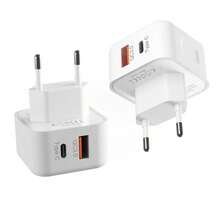 Enchufe USB-C de 20W, compatible con carga rápida de Apple, enchufe estándar europeo, compatible con Galaxy S25 S24 S23, compatible con 16/15 pulgadas, admite carga rápida, cargador de pared con puerto dual USB-A+C (incluye 2 cables de carga y 1 cargador) - Enchufe EU Tipo C(220-240V) - Ver 7
