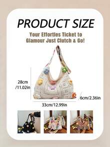 Dedoo Bohemian Style Retro Hollow-Out Floral Contrast Color Casual Crossbody Bag Tote Bag Vocation Holiday Outgoing Shopping Bag(The Color Position Of Flowers Is Random)(The Color/Pattern Of Shoulder Strap Is Random) Suitable For Traveling And Shopping, Commuting To Work.Can Be Used As Valentine's Day, Thanksgiving, Halloween,Christmas Gift. - Multicolor - View 11