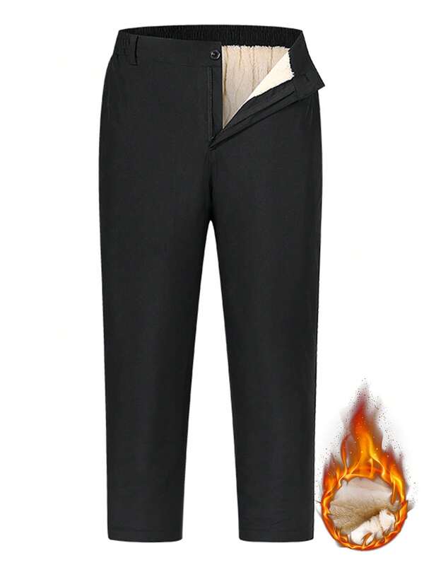 Men's Winter Graphene Warm And Fluffy Pants, Outdoor Leisure Sports Windproof Cashmere Warm Straight Leg Pants, Suitable For Outdoor Fitness, Jogging And Other Activities.
