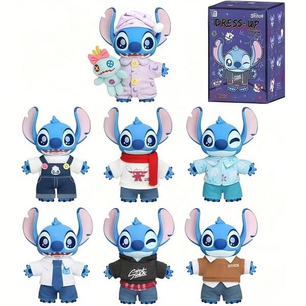 Miniso 1pc Random MINISO 6.3inch Stitch Dress-Up Show Series Enamel Plush, Blind Bag