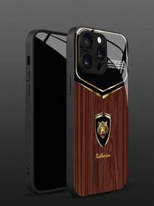 1pc Customizable Text & Fashionable 12 Zodiac Metal Design Tempered Glass Phone Case, Compatible With IPhone 17 Air/17 Pro Max/15/16 Pro/14 Plus/13 Pro/12 Pro Max/11/Xs Max/8/7/6 Plus, S24 Ultra/S25 Ultra/A13/A71/A12, Redmi NOTE 13/14/Redmi K40, 11, Featuring Personalized And Creative Design For Unique Style Consumers - Black - View 6