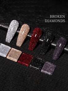 10ml/件秋季碎钻闪光适用于指甲和脚趾甲美甲冬季热销网络名人流行细闪水晶碎钻凝胶指甲油黑色指甲红色指甲圣诞指甲万圣节指甲白色指甲 - 彩色 - 查看 3