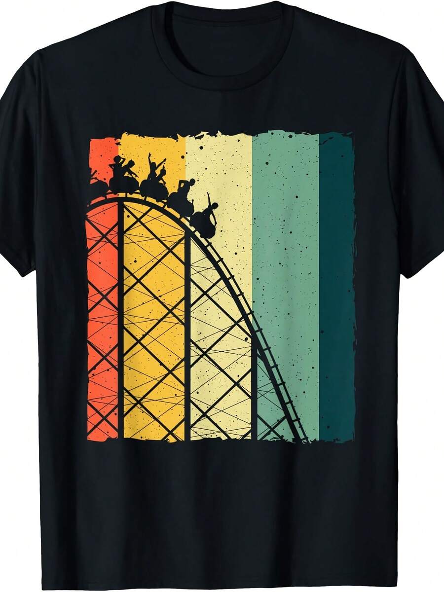 Vintage Roller Coaster Design Theme Park Lover Wo T-Shirt - Gaya 30 - View 1