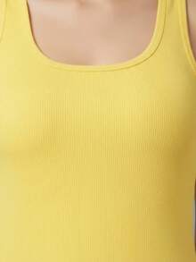 Cotton Ribbed Racerback Tank Top - Gelb - Übersicht 3
