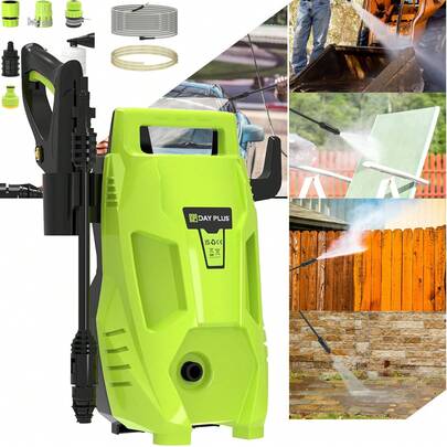 Huini Pressure Washers, 5000W 180Bar High-Pressure 500L/H Flow Rate Electric Pressure Washers With 3 In 1 Adjustable Nozzle & 7m Hose, Jet Washers For Cleaning Cars, Driveways, Patios, Fences, Green