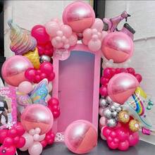 6pcs Large 22 Inch 4D Metallic Silver/Pink/Colorful Aluminum Film Balloons, Large Round Mylar Balloons, Suitable For Weddings, Party Decorations, Anniversaries, Birthday Parties, Disco Party Decorations, Home Decorations - 粉色 - 查看 8