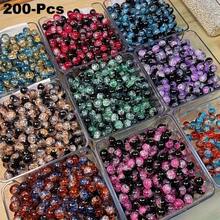 [200pcs Colorful Glass Beads] 200pcs Glass Sparkling Crackle Round DIY Beads 10mm Set | Assorted Colors, Handpicked Variety | For DIY Jewelry Making, Craft Supplies, Colorful Jewelry Making Parts And Accessories - 豐富多彩的 - 查看 4