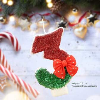 1 PC Polka Dot Bow Number Candle (0-9 Optional) Christmas Themed Decor, Ambiance-Boosting Candle & Baking Cake Topper ,Christmas Decoration For Birthdays, Class Gatherings, Christmas, Christmas Eve & New Year's Eve