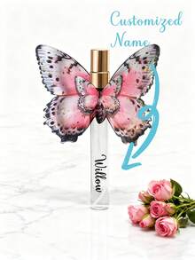 Customized Name Butterfly-Shaped Perfume Atomizer Bottle - Personalized Decorative Portable Leak-Proof Fragrance Spray Bottle, Refillable Travel Perfume Container With Golden Nozzle & Clear Window, Ideal For Storing Perfume, Essential Oils & Cologne - 10ml - View 12