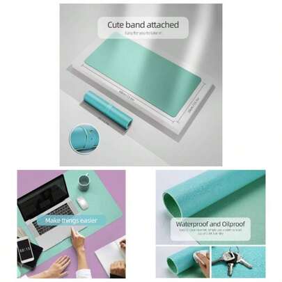 Multifunctional Office Desk Pad, Ultra Waterproof PU Leather Mouse Pad, Dual Use Desk Writing OfficeHome 31.5x 15.