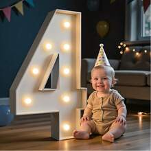 1piece Set Of Marquee Numbers, Light Up Numbers, Mosaic Numbers For Balloons, 73 Cm / 28.7inch LED Digital Frame, KT Panel, Numbers 0 To 9, Insert. KT Panel Support, Festive, Birthday And Christmas Decorative Lights,Birthday Decorations, - White - View 14