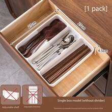 1pc Expandable Flat Cutlery Storage Box, Cabinet Drawer Organizer, Made Of Plastic PP Material, Compartment Tray For Storing Chopsticks, Utensils, Kitchen Tools In Cabinet Drawers - Nhiều màu - Xem 16