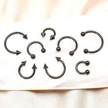 BLISI G23 Solid Titanium Eyebrow Piercing Jewelry, Gokd Black Rose Gold Silver Pink Rainbow Eyebrow Rings 16G Curved Barbell,Tiny Vertical Labret Lip Jewelry Rook Piercing Jewelry For Women And Men{Inchcolor_nameinch:Inch8pcsNosePiercing-Blackinch} - 8件鼻環-黑色 - 查看 7