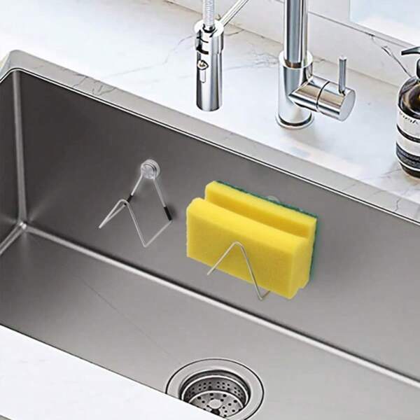 1pc Magnetic Sponge Holder Stainless Steel Sponge Rack For Kitchen Sink, No Drilling Required, Wire Mesh Draining Rack, Storage Organizer. Magnetic Sponge Rack, Easy To Install, Multi-Functional Sponge Rack Fits All Standard Sponges.