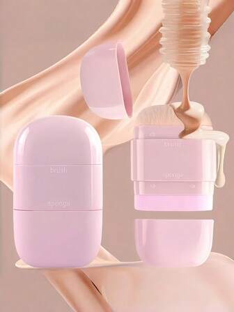 2-i-1 sömlös foundationborste, mjuk nylonhår multifunktionell sminksvamp, makeup artist reseverktyg som är oumbärligt för kosmetika