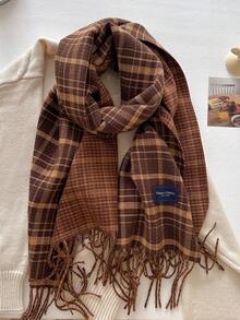 1 buc eșarfă clasică din cașmir artificial în carouri, accesoriu de modă zilnic cald și versatil, potrivită pentru decorare și protecție a gâtului