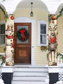 2 chiếc - Biểu ngữ hiên nhà Giáng sinh Biểu ngữ cửa hình người tuyết hươu cho Giáng sinh Biểu ngữ chào mừng ngày lễ Giáng sinh Biểu ngữ chân dung kéo dài tường mùa đông cho trong nhà và ngoài trời - Nhiều màu - Xem 4