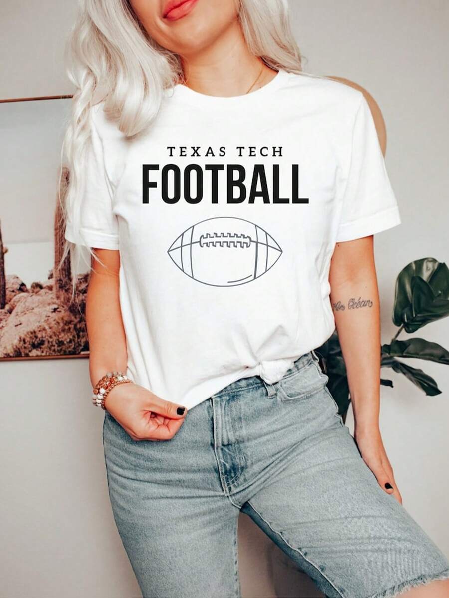 Texas Tech Football, Simple Football TShirt, Team Spirit, College, Sports - trắng - Xem 1