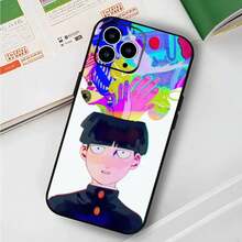 Shigeo Kageyama Manga Mob Psycho 100 Phone Case Cover Compatible With  17 Air 16 15 14 13 Pro Max 11 12 Black Silicone Cover, Cover Compatible With  17 Case,  17 Pro Case,  17 Pro Max Case