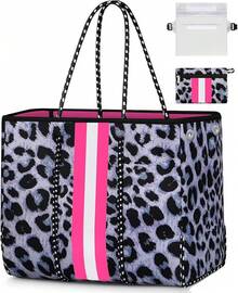 Large Multipurpose Neoprene Beach Tote Bag With Inner Pocket Women/Pool - B2藍 - 查看 1