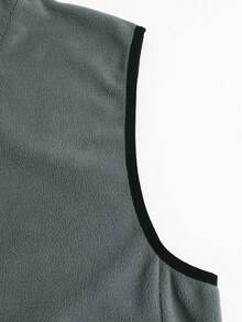 Men's Sleeveless Fleece Vest, Stand Collar Zip-Up Jacket, Suitable For Travelers, Home, Camping, Gym, Hiking, Cycling, Running, Layering, Daily Commute,Winter - Dark Grey - View 10