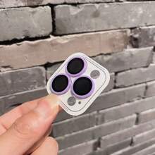 Bộ 5 miếng dán bảo vệ ống kính camera bằng gốm dạ quang nhiều màu sắc tương thích với iPhone 11-16, chống trầy xước, huỳnh quang, vừa vặn hoàn hảo - Nâng tầm vẻ ngoài của điện thoại! Miếng dán bảo vệ ống kính camera dạ quang tương thích vớiiPhone 11/12/13/14/15/16/16 Plus/16 Pro/16 Max của Apple - Màu tím - Xem 2