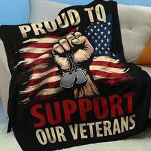 1 pieza Nueva manta de poliéster de impresión digital de alta definición y estilo moderno, conmemorando el 250 aniversario del Día de los Veteranos de EE. UU., suave y cálida, perfecta para acampar, sofá o viaje, cómoda, ligera, plegable, adecuada para sofá, cama, sillón reclinable, chal de oficina, mejor regalo