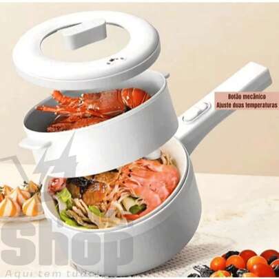 Panela Elétrica 2 em 1 700W Antiaderente Cerâmica Cozinha e Frita 110V  PREMIUM