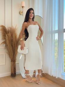 Women's Plain Dress, Spring Summer, Braided Back, High Quality Modal Yarn, Summer 2026 - 離開 - 查看 3