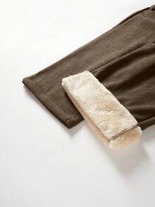 Women'S Thermal Lined Straight Leg Sweatpants, Warm And Comfortable Casual Pants For Winter Tights - Coffee Brown - View 10