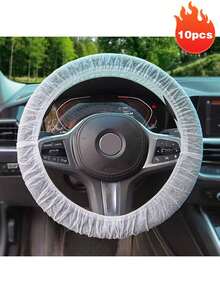 10/30个装一次性透明塑料方向盘套，通用型汽车方向盘套 - 彩色 - 查看 11