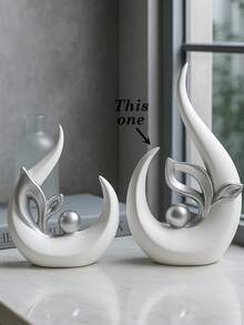 White With Gold/Silver Home Decor Items, Mid-Century Modern Decor Table Decor White, Abstract Art Ceramic Shape Statues And Sculpture Centerpieces Decorative Table, Bookshelf Resin Decor, Perfect For Mother's Day Gifts, And Wedding Decor.