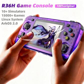 NEW R36H Retro Handheld Console Open-Source Linux System Classic Game Consoles 3.5 Inch IPS Screen Portable Video Player Built In 15000+Game Multi-Color Optional Open-Source Game Handheld Console